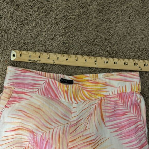Tahari Multicolor Print Wide Leg Linen Pants size M Resortwear Cruise Vacation - Picture 7 of 9